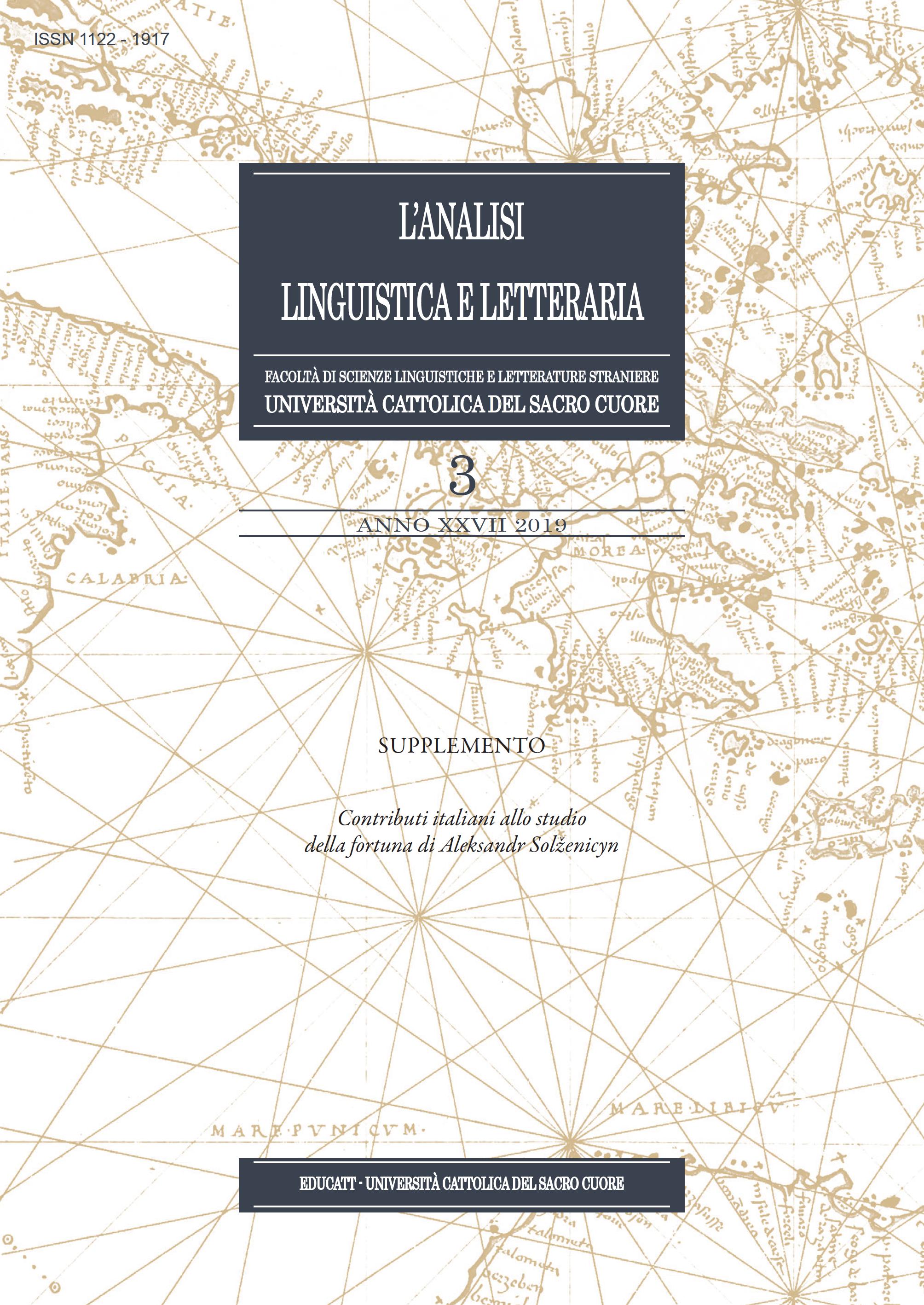 L'Analisi Linguistica e Letteraria 3/2019 Supplement